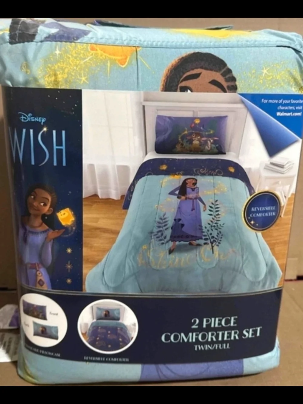 Disney Wish Reversible Comforter Set - Aqua and Navy